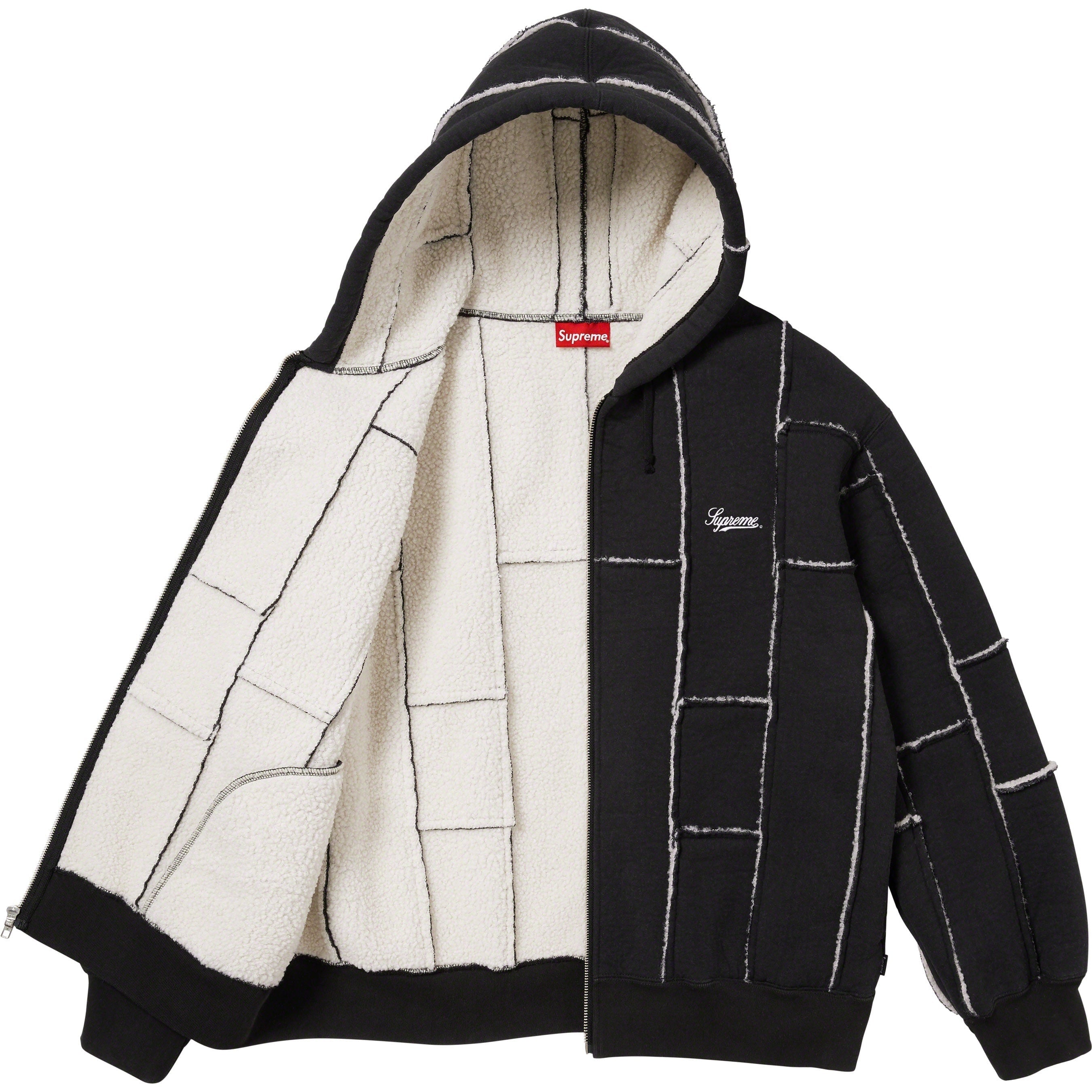 Faux Shearling Zip Up Hooded Sweatshirt view 7